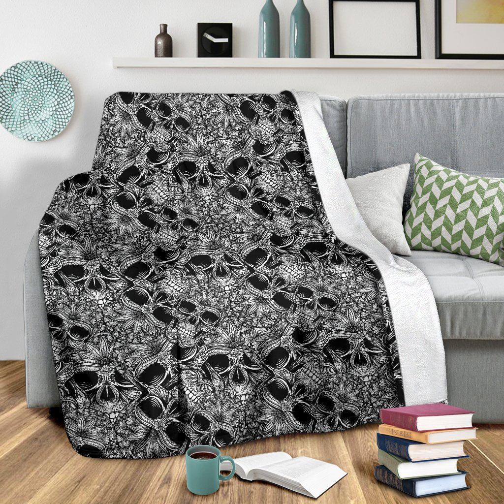 Skull Tattoo Design Print Fleece Blanket