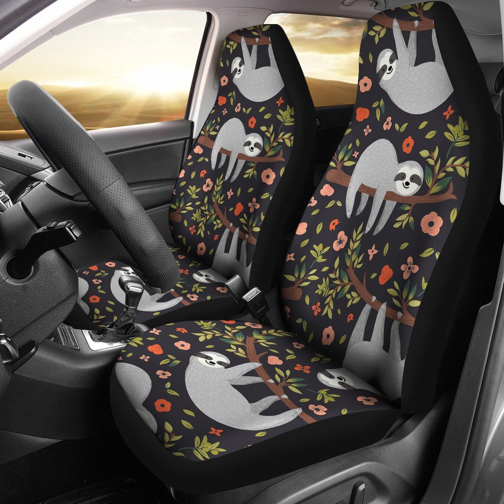 Sloth Cute Design Themed Print Universal Fit Car Seat Covers-JorJune