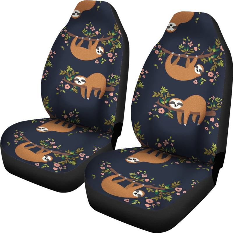 Sloth flower Design Themed Print Universal Fit Car Seat Covers-JorJune