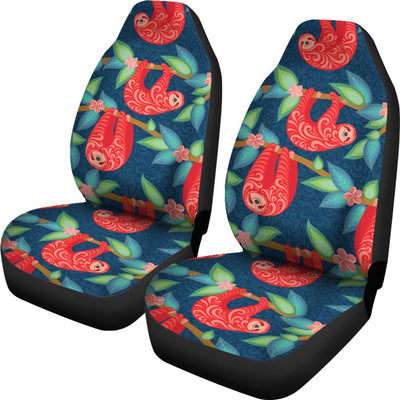 Sloth Red Design Themed Print Universal Fit Car Seat Covers-JorJune