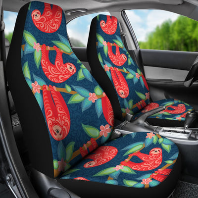 Sloth Red Design Themed Print Universal Fit Car Seat Covers-JorJune