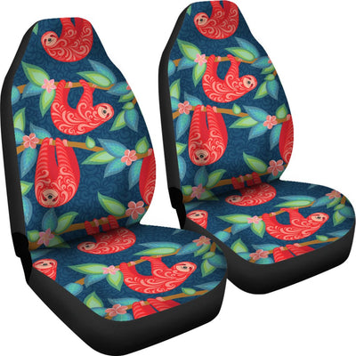 Sloth Red Design Themed Print Universal Fit Car Seat Covers-JorJune