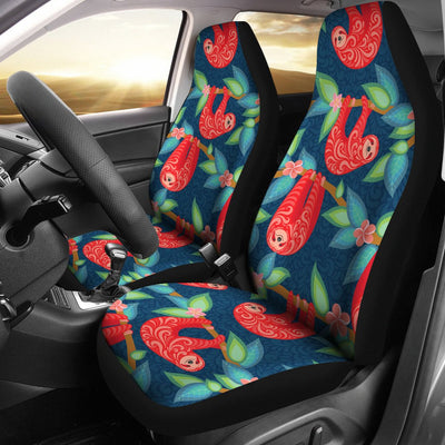 Sloth Red Design Themed Print Universal Fit Car Seat Covers-JorJune