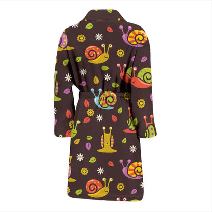 Snail Pattern Print Design 01 Men Bathrobe-JORJUNE.COM