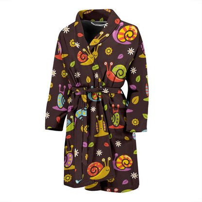 Snail Pattern Print Design 01 Men Bathrobe-JORJUNE.COM