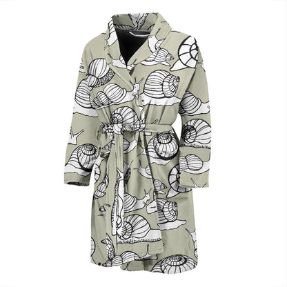 Snail Pattern Print Design 03 Men Bathrobe-JORJUNE.COM