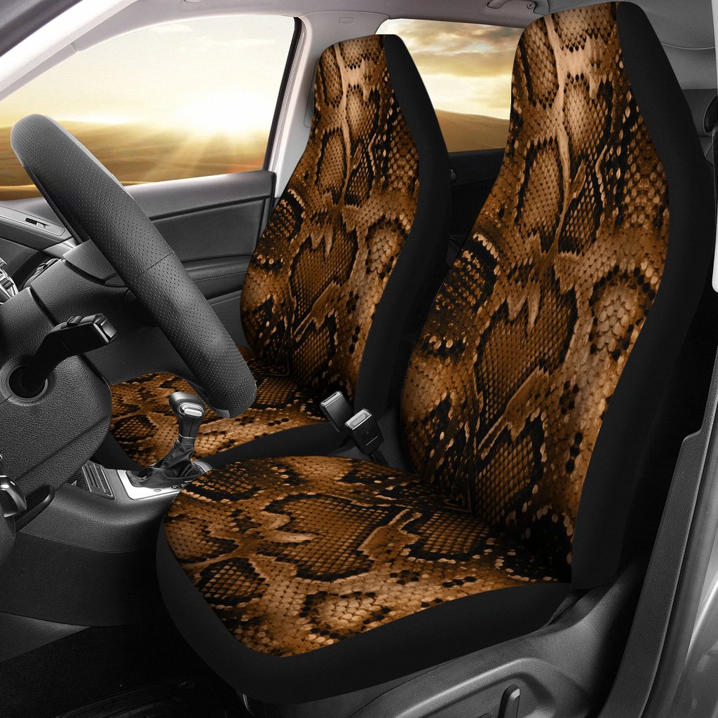 Snake Skin Brown Print Universal Fit Car Seat Covers-JorJune