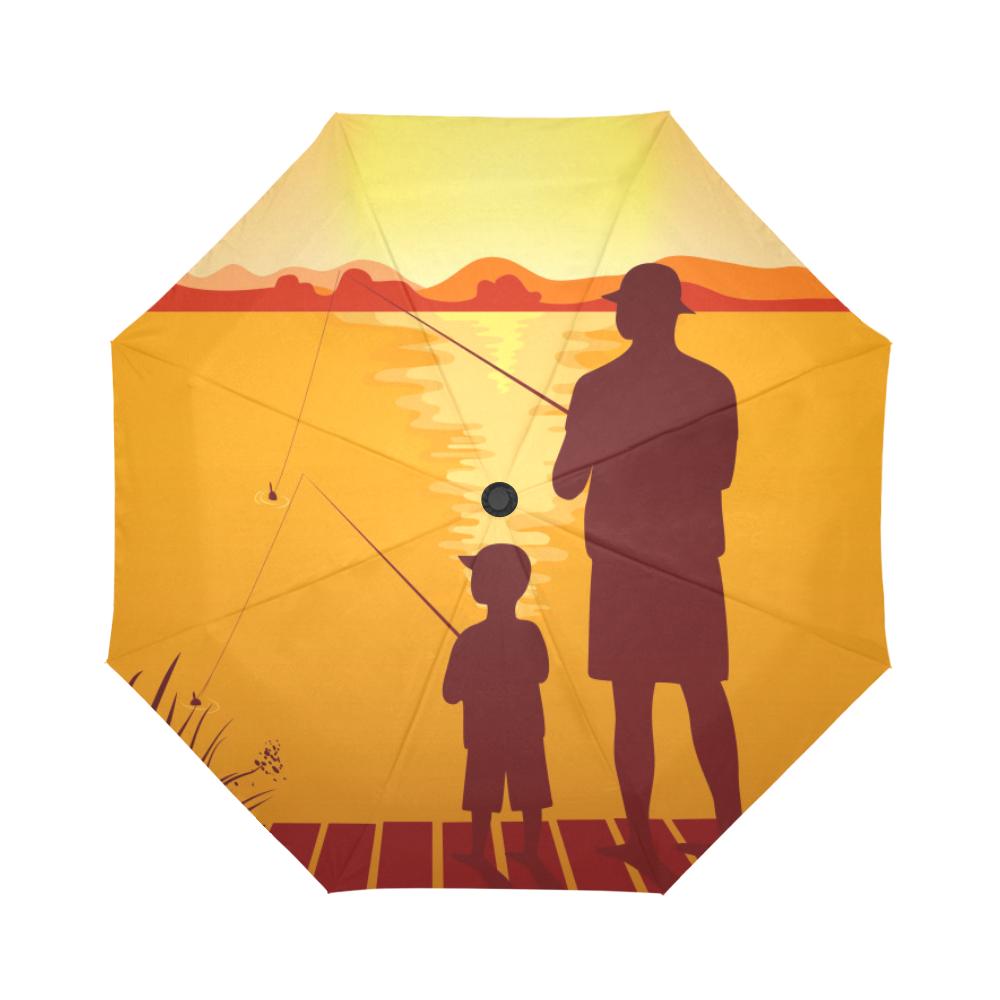 Son Dad Fishing Automatic Foldable Umbrella