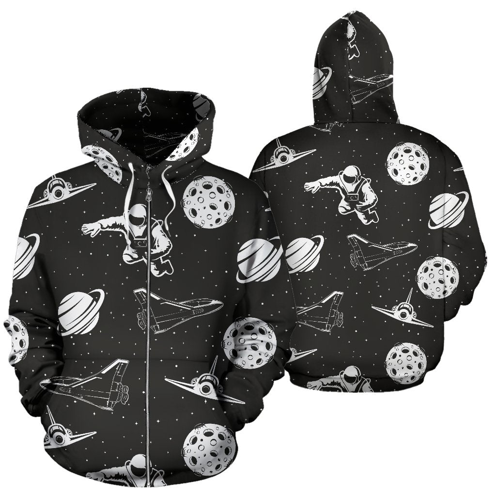 Space Astronauts Print All Over Zip Up Hoodie