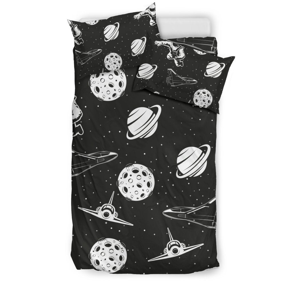 Space Astronauts Print Duvet Cover Bedding Set