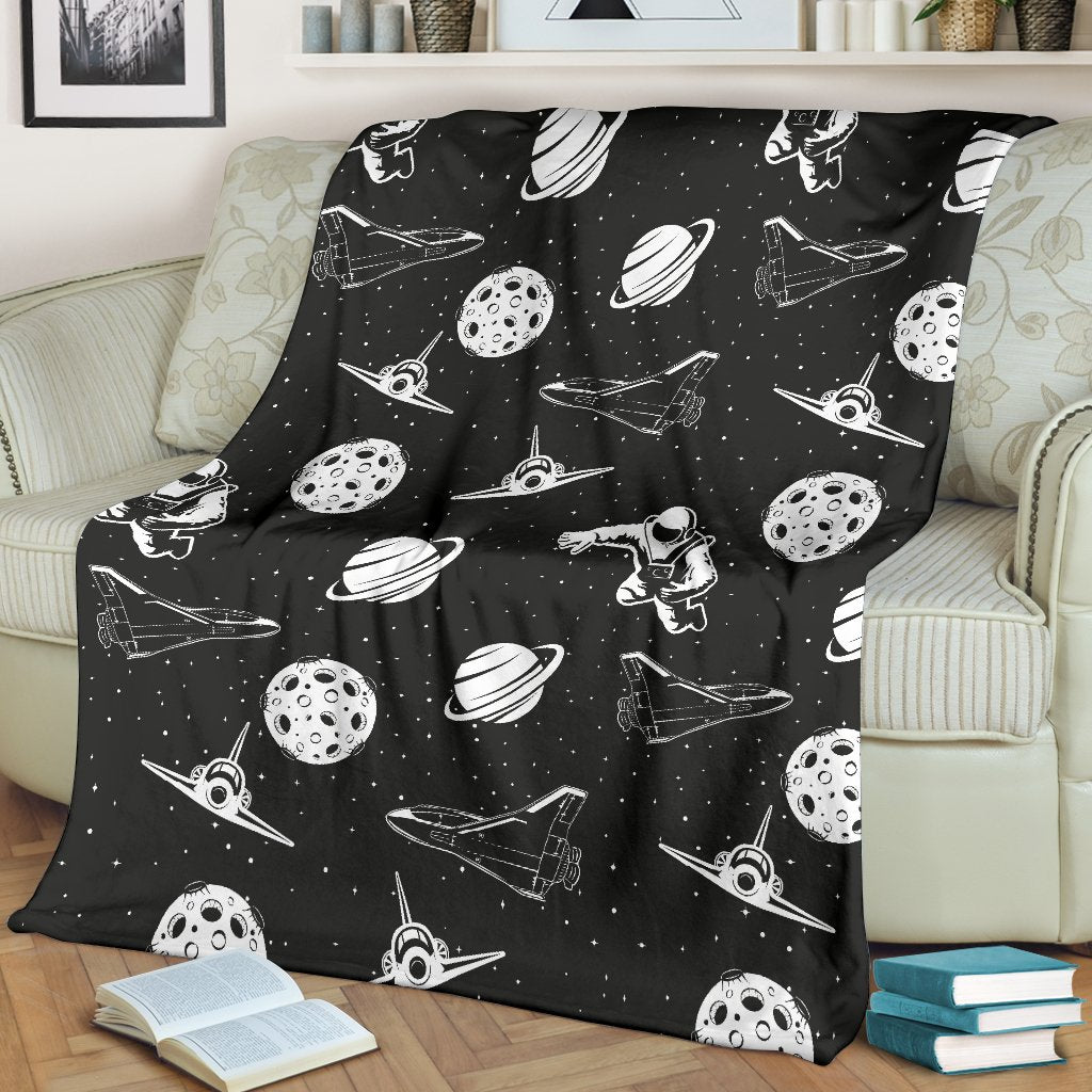 Space Astronauts Print Fleece Blanket