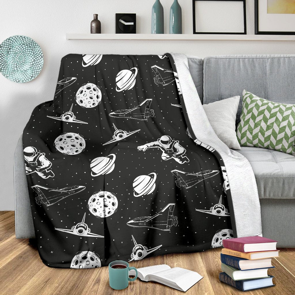 Space Astronauts Print Fleece Blanket