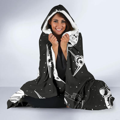 Space Astronauts Print Hooded Blanket-JORJUNE.COM