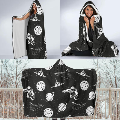 Space Astronauts Print Hooded Blanket-JORJUNE.COM