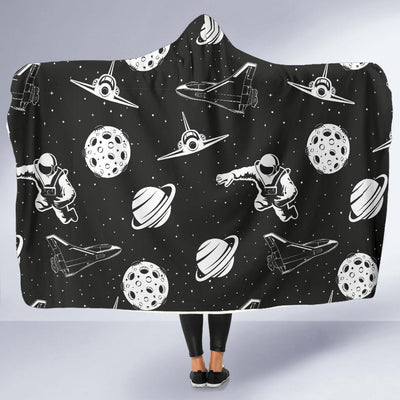 Space Astronauts Print Hooded Blanket-JORJUNE.COM