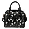 Space Astronauts Print Leather Shoulder Handbag