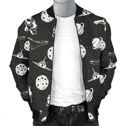 Space Astronauts Print Men Casual Bomber Jacket
