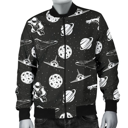 Space Astronauts Print Men Casual Bomber Jacket