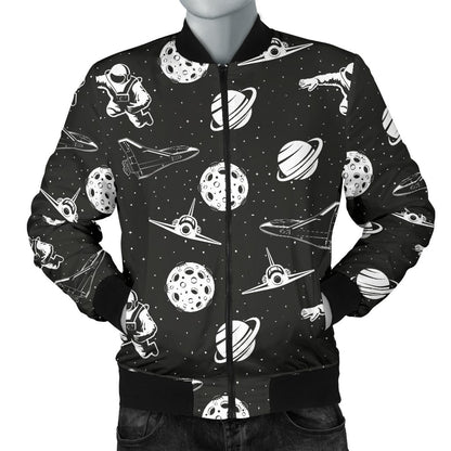 Space Astronauts Print Men Casual Bomber Jacket