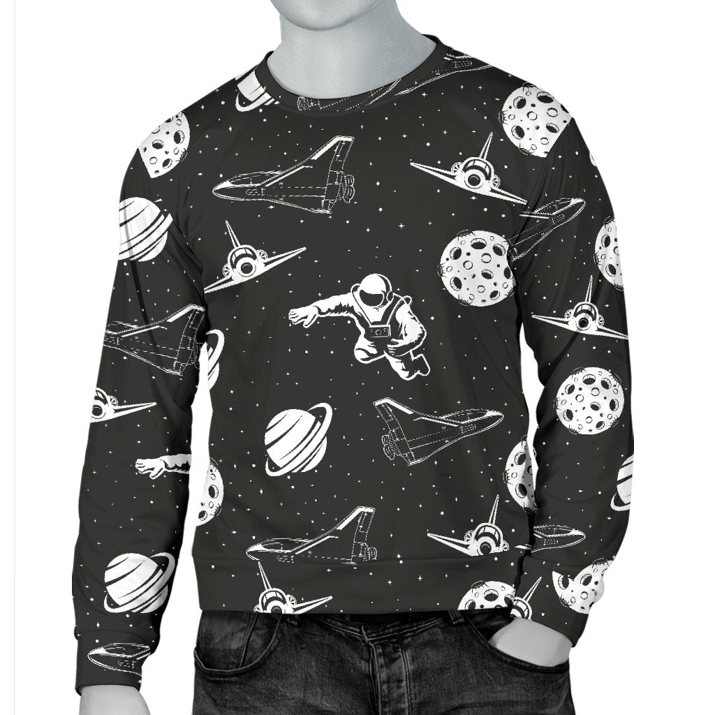 Space Astronauts Print Men Crewneck Sweatshirt