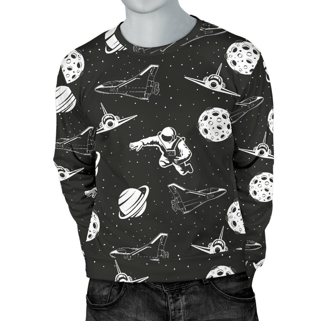 Space Astronauts Print Men Crewneck Sweatshirt