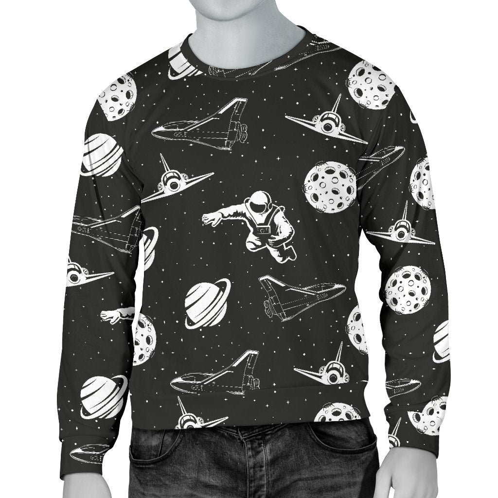 Space Astronauts Print Men Crewneck Sweatshirt