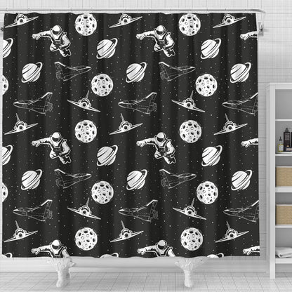 Space Astronauts Print Shower Curtain