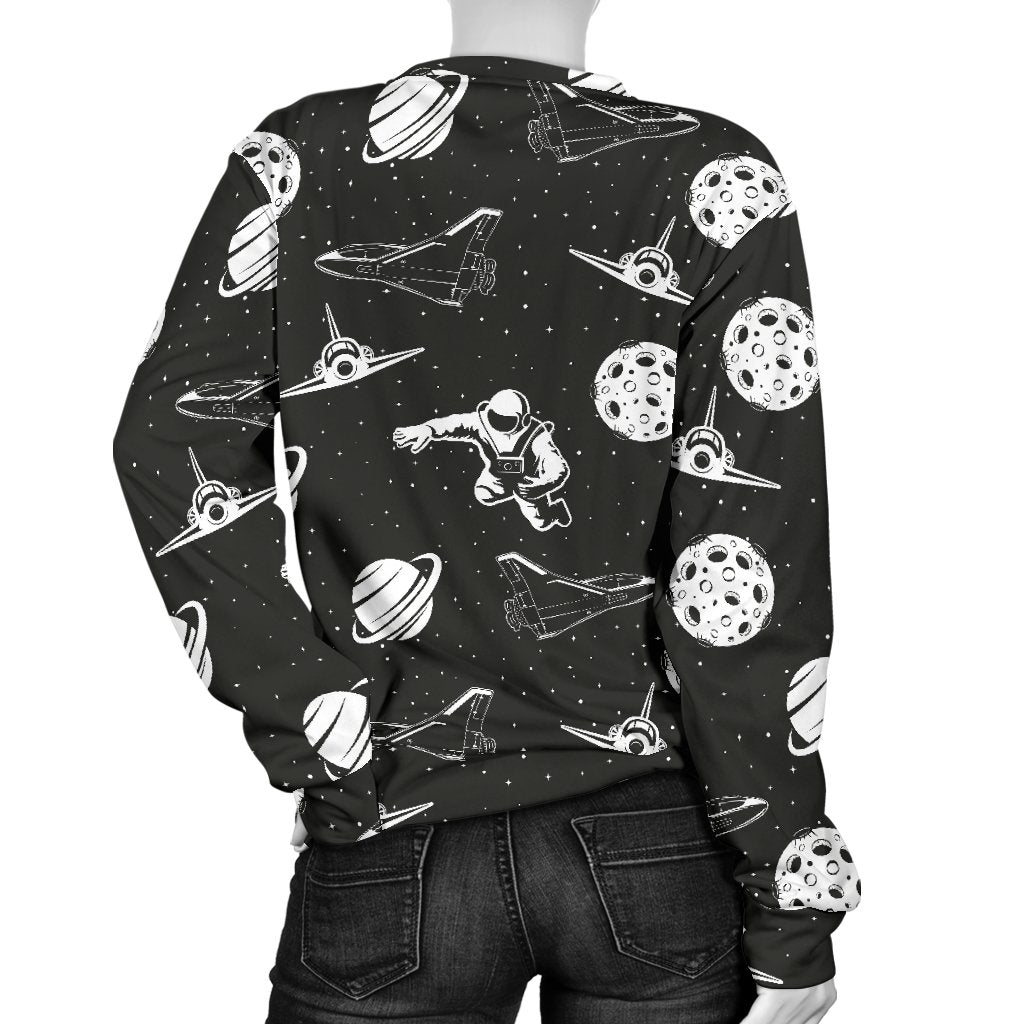 Space Astronauts Print Women Crewneck Sweatshirt