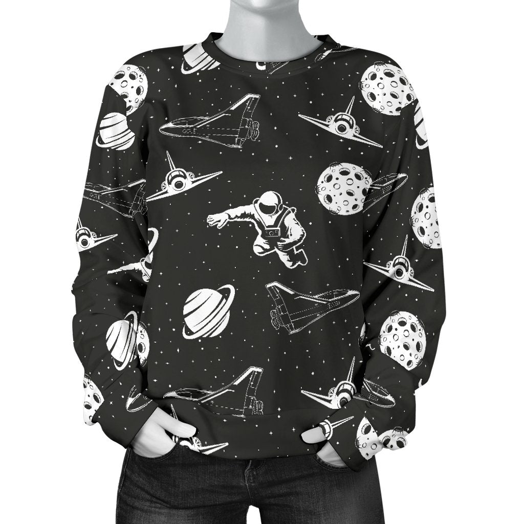 Space Astronauts Print Women Crewneck Sweatshirt