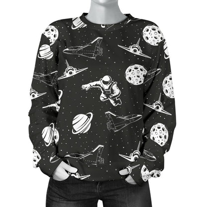 Space Astronauts Print Women Crewneck Sweatshirt