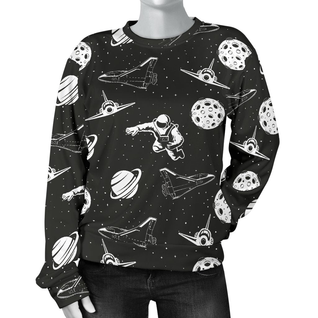 Space Astronauts Print Women Crewneck Sweatshirt