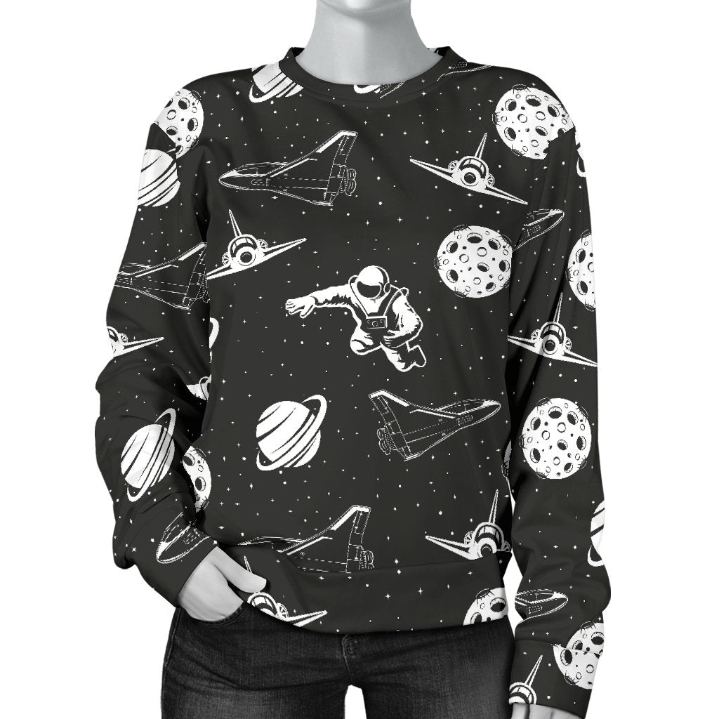 Space Astronauts Print Women Crewneck Sweatshirt
