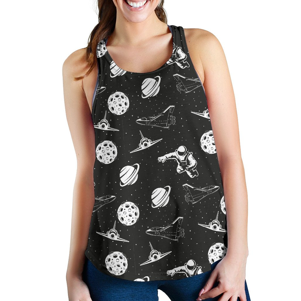 Space Astronauts Print Women Racerback Tank Top