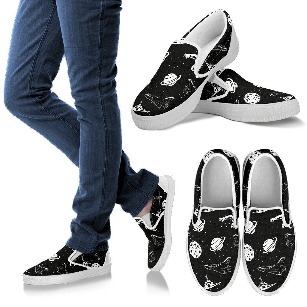 Space Astronauts Print Women Slip On Shoes