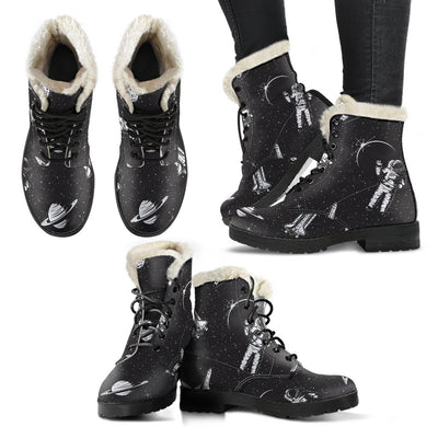 Space Pattern Faux Fur Leather Boots