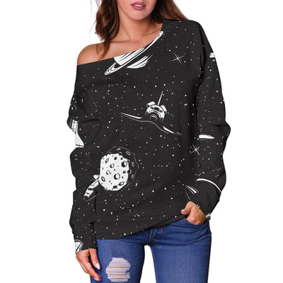 Space Pattern Off Shoulder Sweatshirt