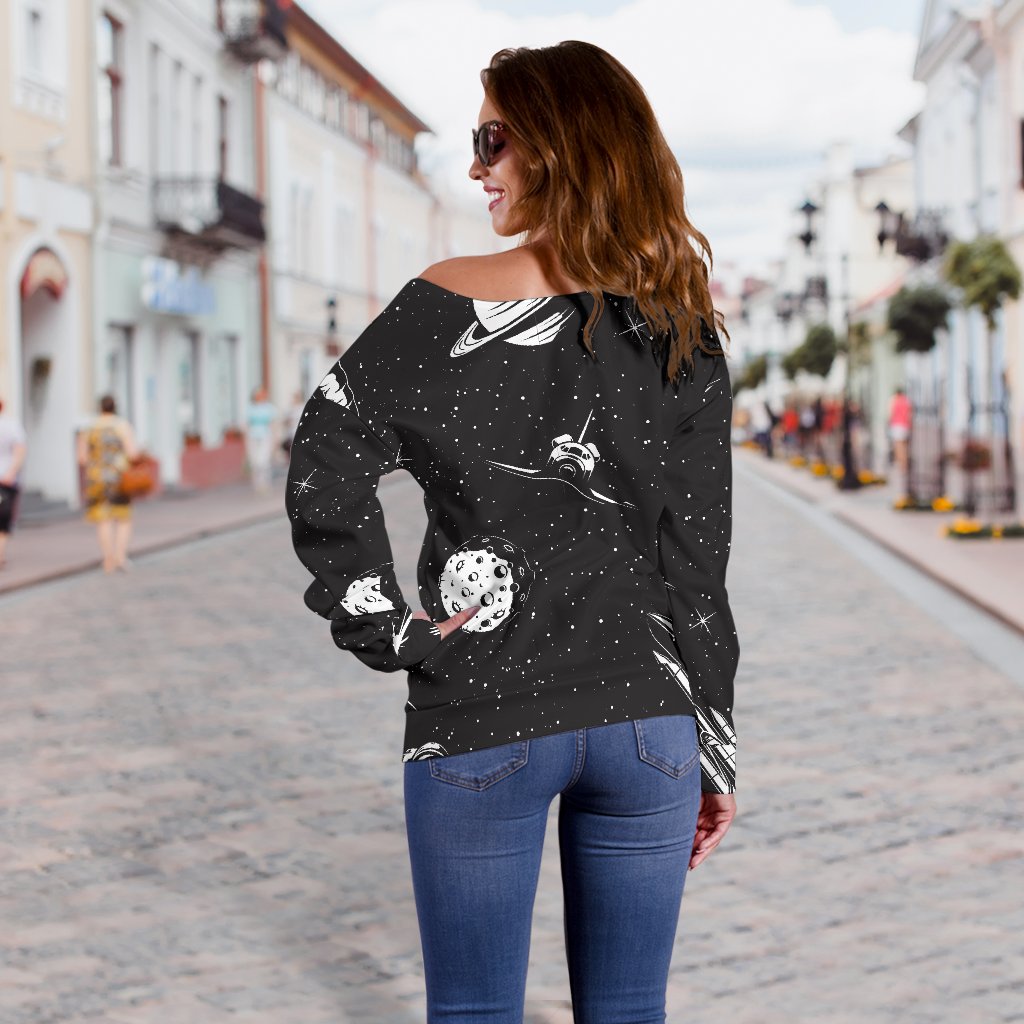 Space Pattern Off Shoulder Sweatshirt