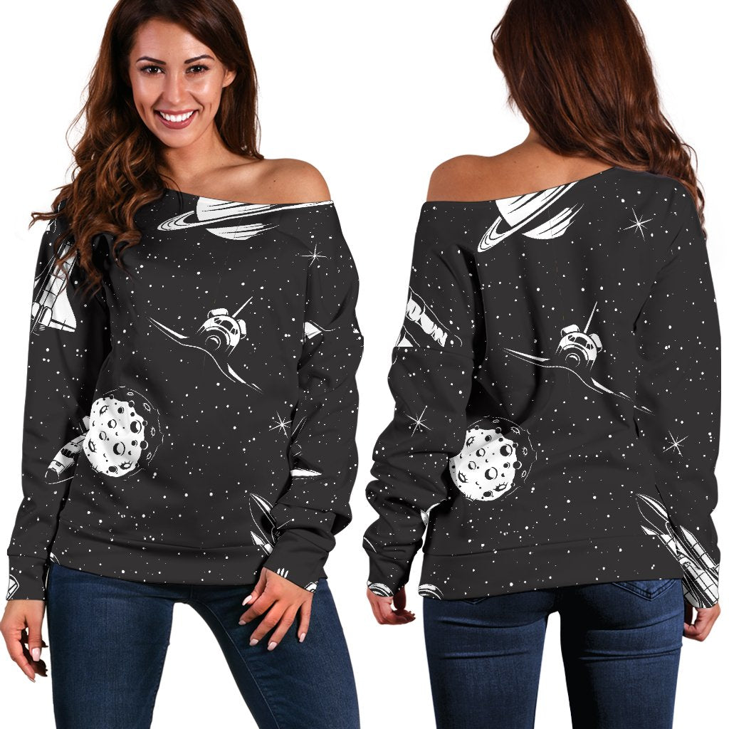 Space Pattern Off Shoulder Sweatshirt