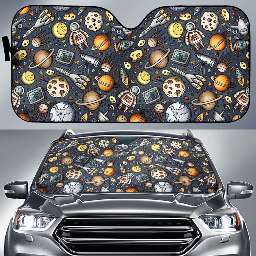Space Pattern Print Car Sun Shade-JorJune