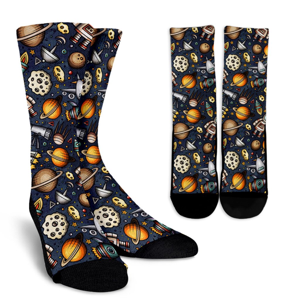 Space Pattern Print Crew Socks