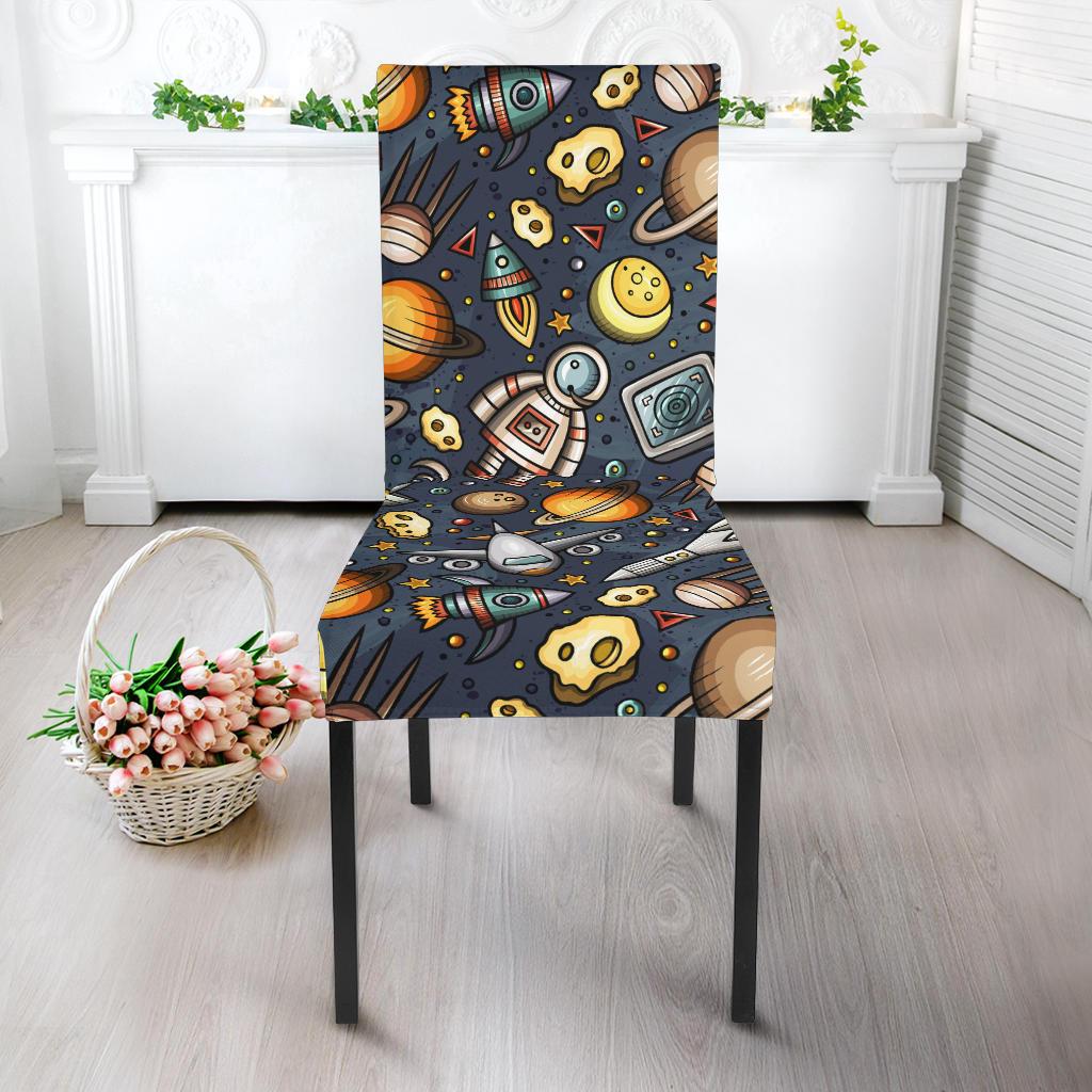 Space Pattern Print Dining Chair Slipcover-JORJUNE.COM