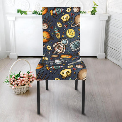 Space Pattern Print Dining Chair Slipcover-JORJUNE.COM