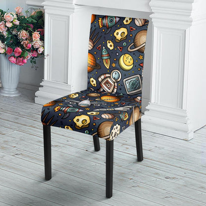 Space Pattern Print Dining Chair Slipcover-JORJUNE.COM