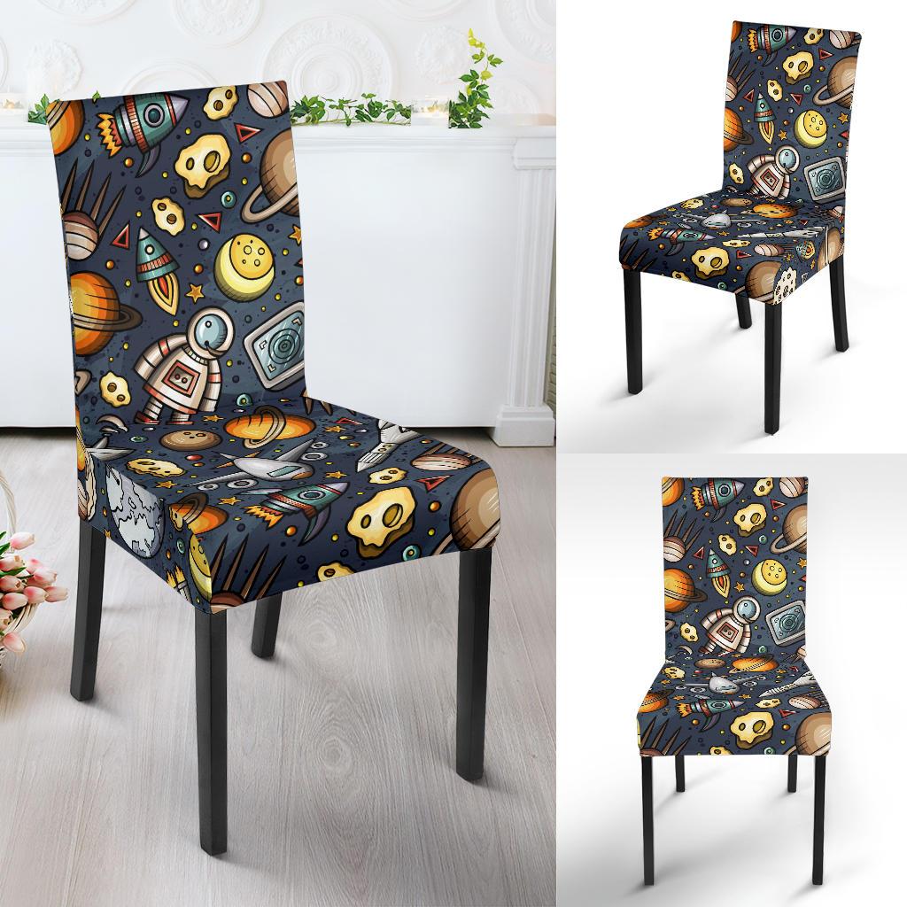 Space Pattern Print Dining Chair Slipcover-JORJUNE.COM