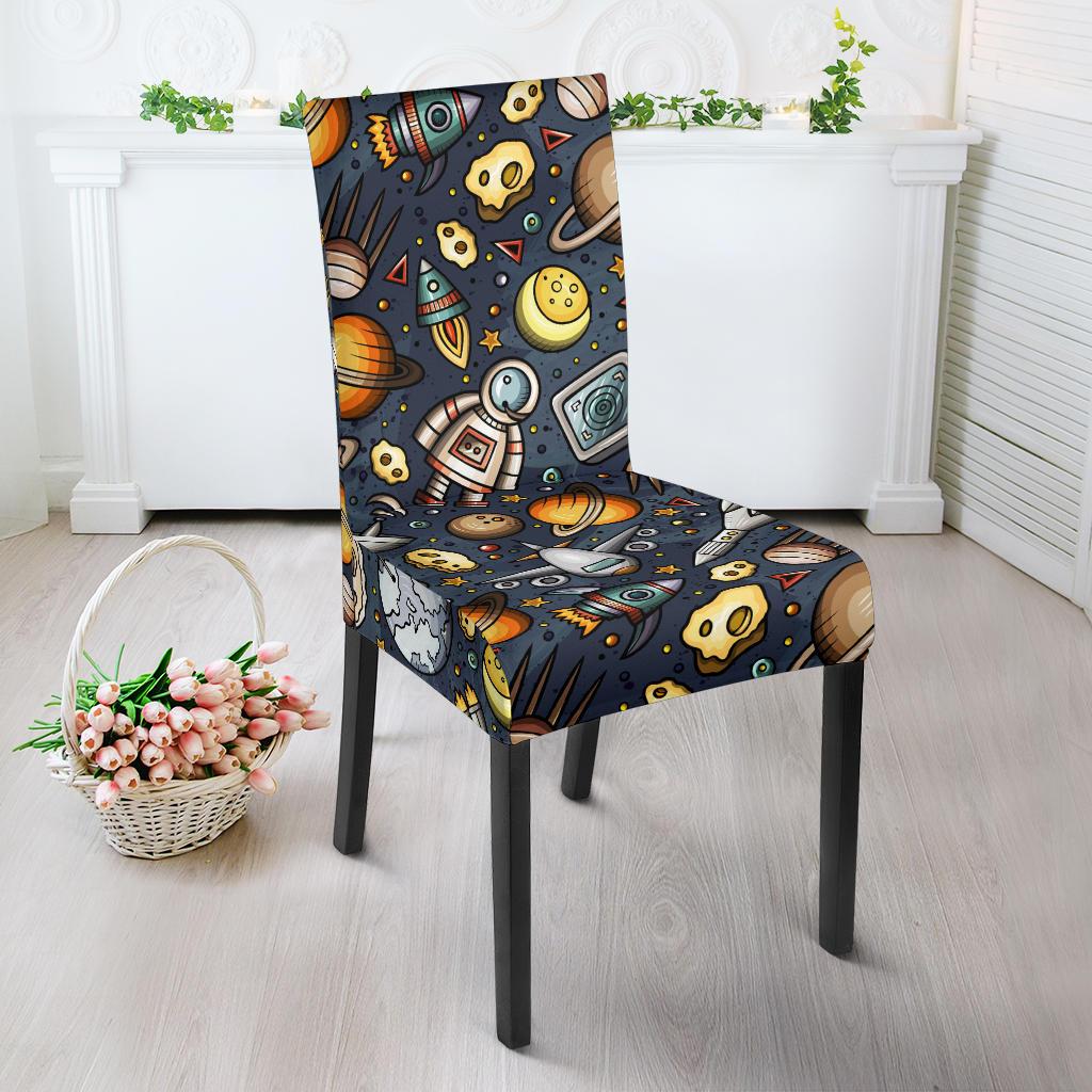 Space Pattern Print Dining Chair Slipcover-JORJUNE.COM