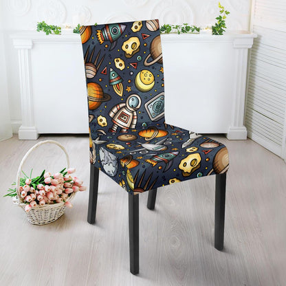 Space Pattern Print Dining Chair Slipcover-JORJUNE.COM