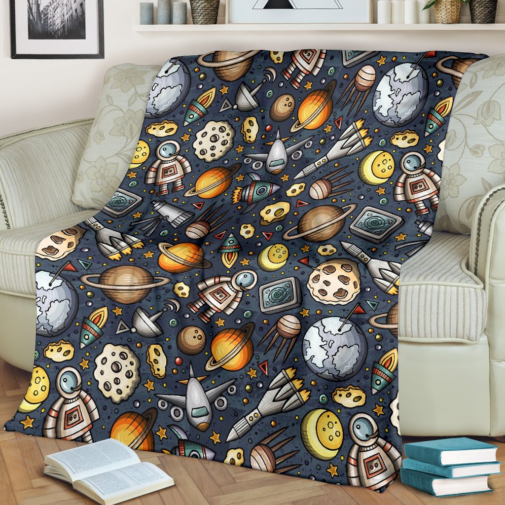 Space Pattern Print Fleece Blanket