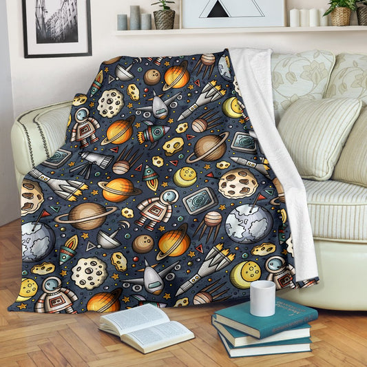 Space Pattern Print Fleece Blanket