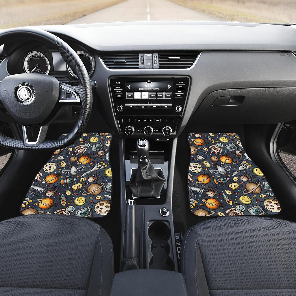 Space Pattern Print Front and Back Car Floor Mats