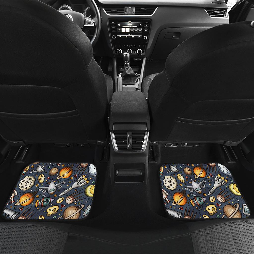 Space Pattern Print Front and Back Car Floor Mats